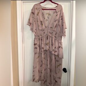 Pink Floral Print Over Piece